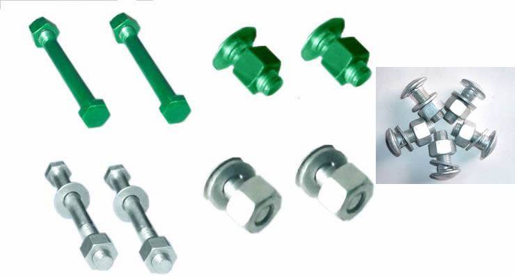 some galvanized or PVC coated bolts and nuts